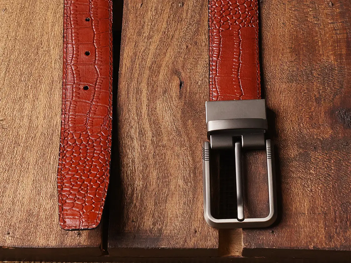 2-in-1 Reversible Belt - Crocodile Texture - Leather Monarch